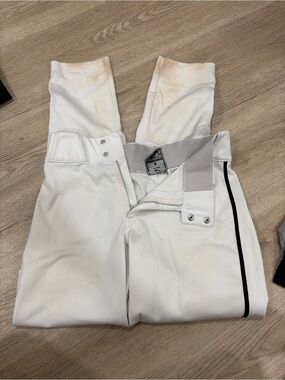 Men's White Performance Baseball Pants with Black Piping *Visible Stains